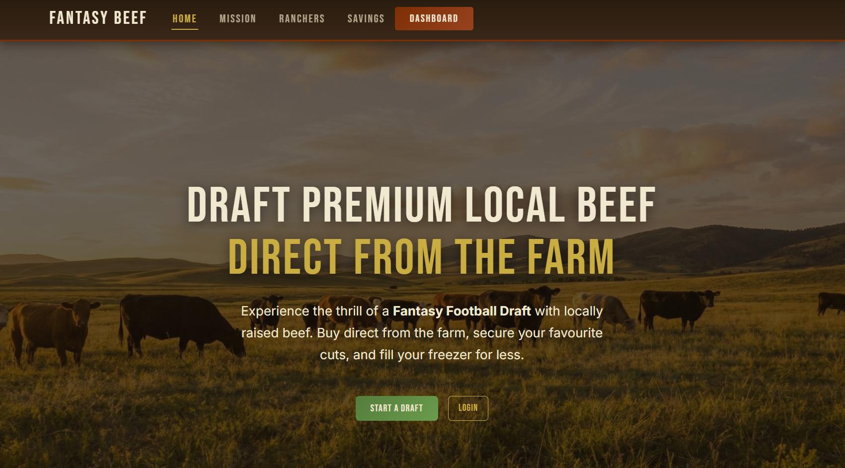 Fantasy Beef bold e-commerce website redesign with immersive brand experience
